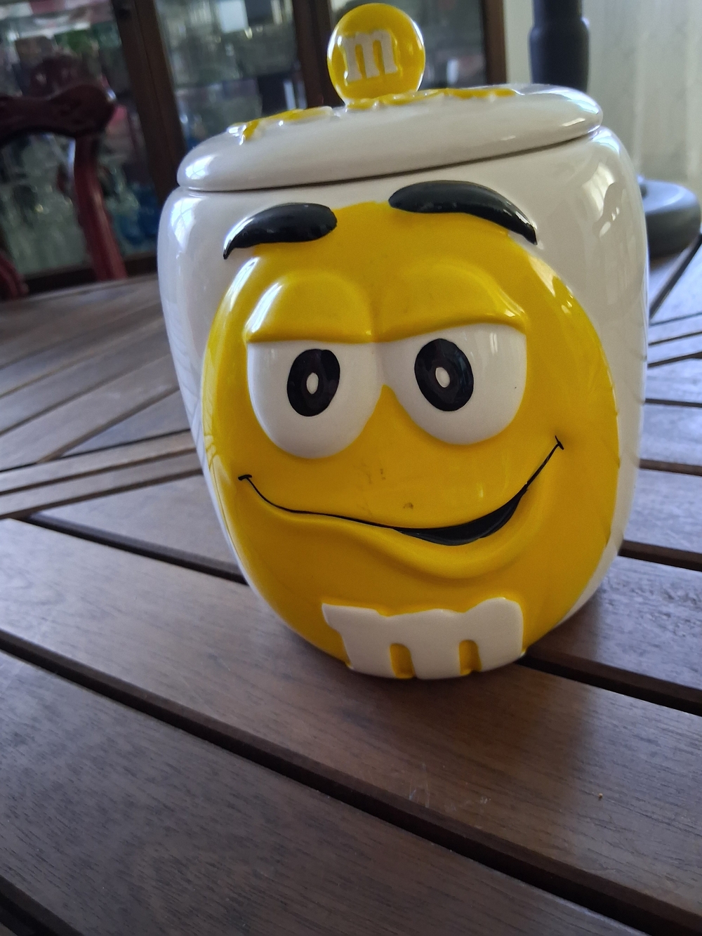 M&M's Yellow Character Ceramic Cookie Jar - Yellow & White